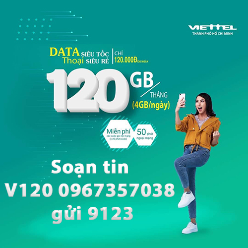 Gói cước thoại, data Viettel V120 nhiều ưu đãi hấp dẫn.