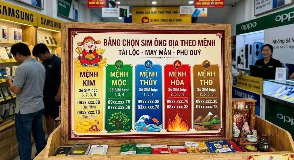 Bảng chọn sim Ông Địa theo mệnh 