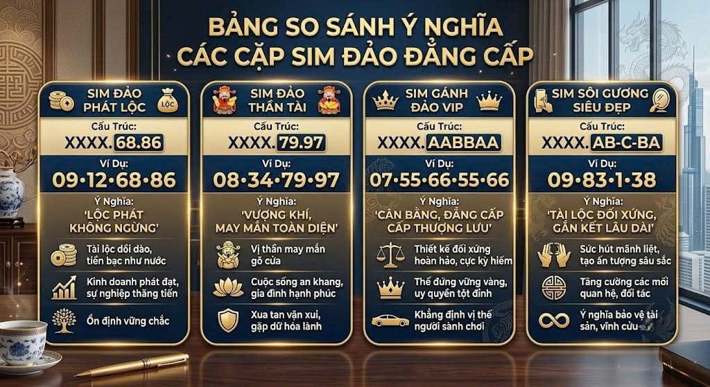 Bảng so sánh chi tiết giá trị và ý nghĩa sim đảo 2026