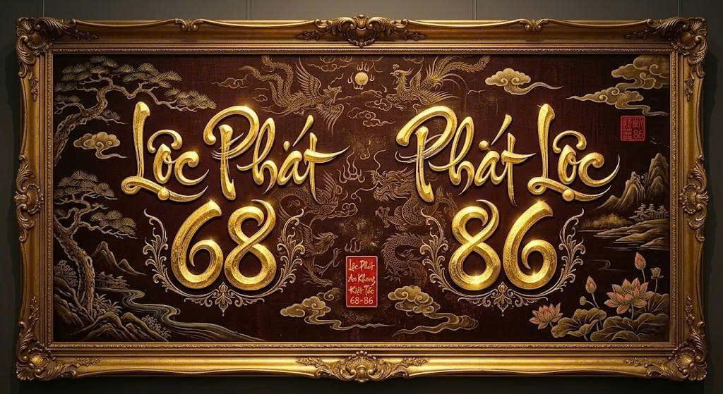 Thư pháp Lộc Phát 68 và Phát Lộc 86 mạ vàng