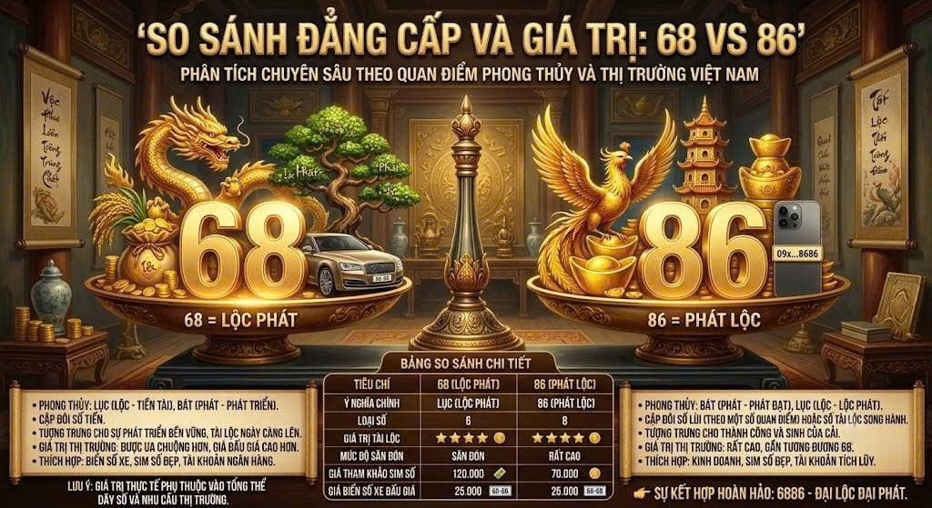 Infographic so sánh giá 68 và 86 trên bàn cân